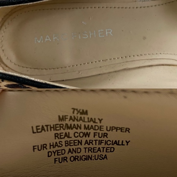 Marc Fisher Analialy calf hair leopard print pointed toe flat 7.5 - Picture 10 of 15